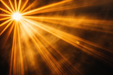 High-quality stock image of warm sun rays light effects, overlays or yellow flare isolated on black background.