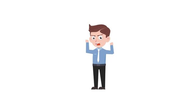 Cartoon character disatisfied gesture background and 2d animation 4k, cartoon man, businessman disatisfied, animated boy