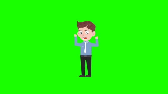 Cartoon character disatisfied gesture background and 2d animation 4k, cartoon man, businessman disatisfied, animated boy
