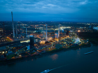 Fototapeta premium Aerial drone view the cokes factory Cokerei Schwelgern, cokes factory metal industry.