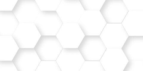 Naklejka premium Vector pattern with hexagonal white and gray technology line paper background. Hexagonal 3d grid tile and mosaic structure mess cell. white and gray hexagon honeycomb geometric copy space.