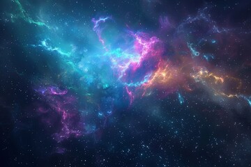 Fototapeta premium Neon Nebula, high resolution background for sci-fi and gaming related content - Generative Ai