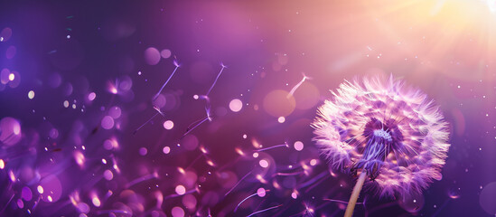 purple dandelion with bautiful bokeh nature background