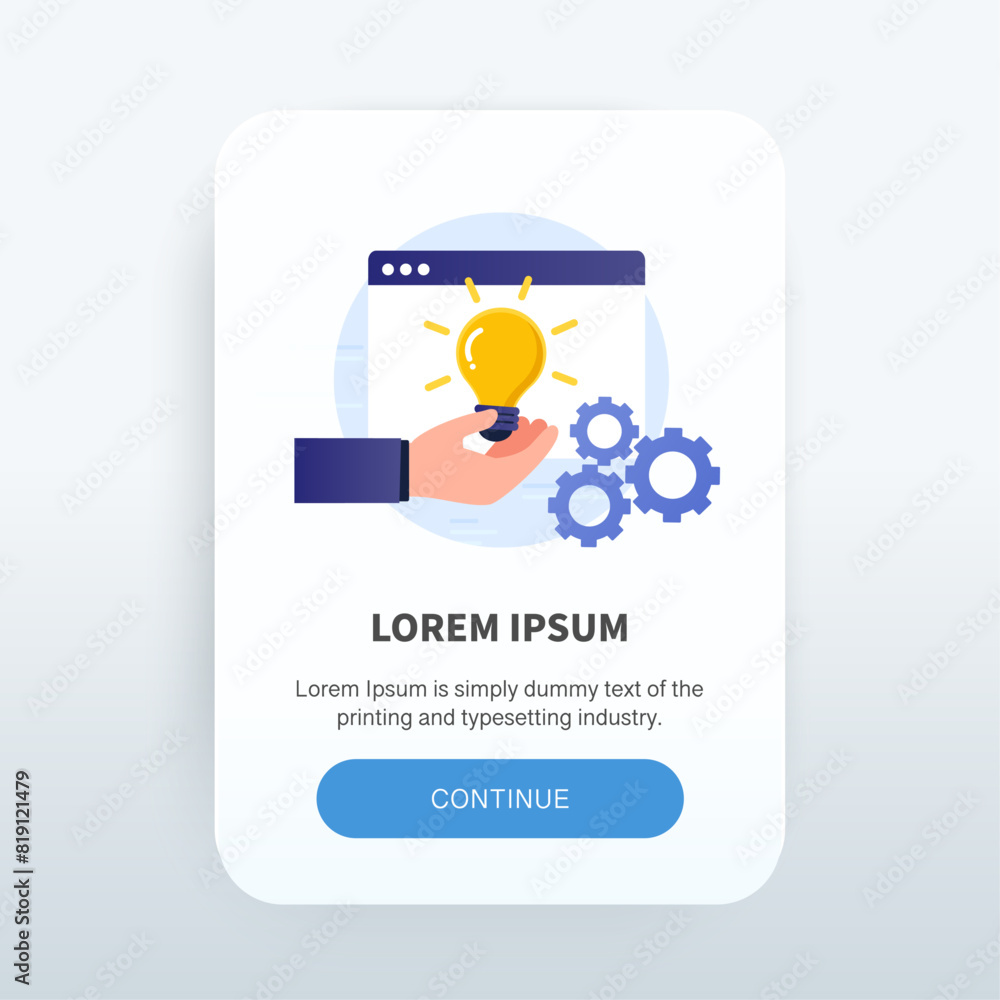 Poster creative idea and solution.ideas exchange concept app screen. modern screen template mobile app.
