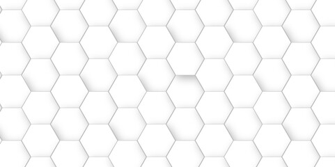 Abstract Vector pattern with hexagonal white and gray technology line paper background. Hexagonal 3d grid tile and mosaic structure mess cell. white and gray hexagon honeycomb geometric copy space.