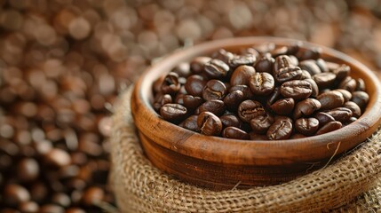 Fototapeta premium coffee beans on coffee cup