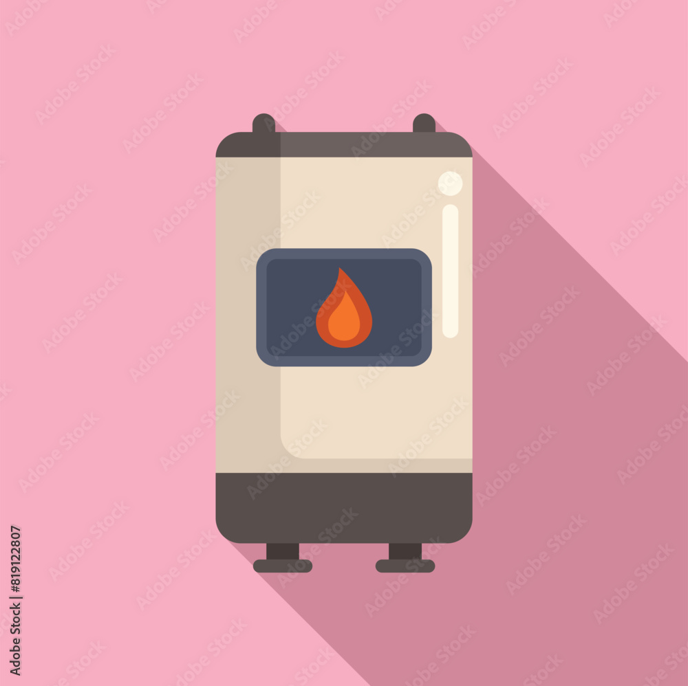Poster vector icon of a contemporary home heating device with a visible flame indicator