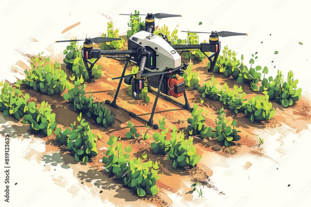 Poster smart farming automation uses pest control and crop survey drones in farming for efficient automated