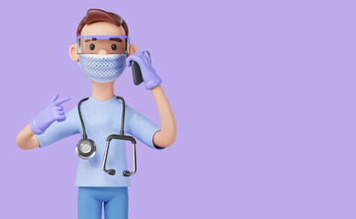 The doctor is calling a patient. 3d illustration