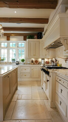 Fototapeta premium Bespoke kitchen design, country house and cottage interior design, English countryside style renovation and home decor idea