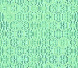Fototapeta premium Geometric template background. Rounded stacked hexagons mosaic cells. Hexagonal cells. Multiple tones color palette. Seamless pattern. Tileable vector illustration.