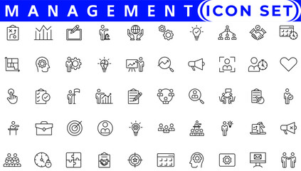 Set of project management icons. Simple line art style icons pack. Vector illustration