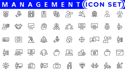 Set of project management icons. Simple line art style icons pack. Vector illustration