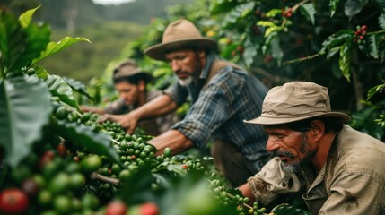 Fototapeta premium Farmers grow coffee beans