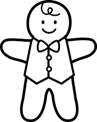 Gingerbread man cookie line icon vector.
Simple line gingerbread man vector.