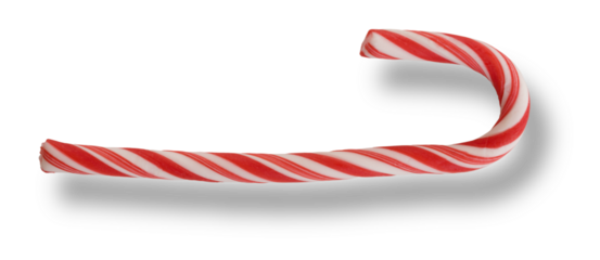 candy cane with dropshadow isolated in a png.