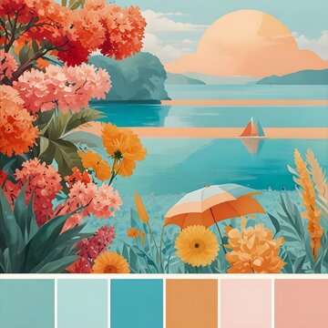 Summer Pallete colors theme with flowers
