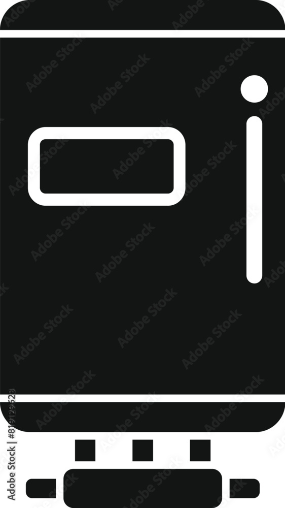 Poster simple black and white vector graphic of a modern desktop computer tower case