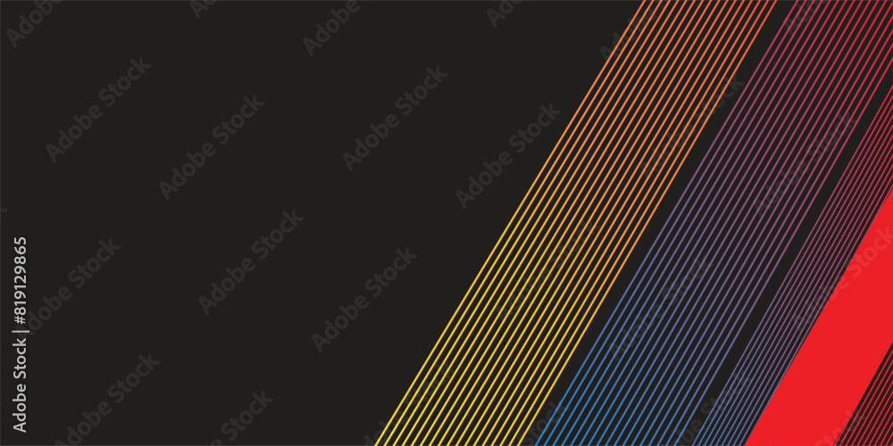 Poster blue red abstract background with shiny red lines on yellow orange background vector