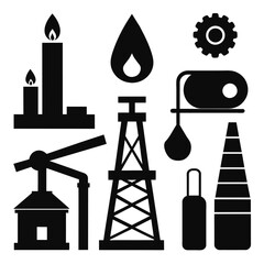 Gas and Oil industry icons vector on white background