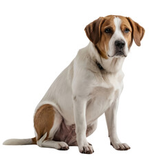 Sad dog watching ahead isolated on transparent background