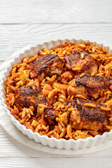 baked greek chicken orzo stew in tomato sauce