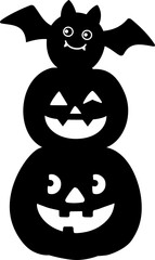 Halloween pumpkin silhouette vector.
Jack o lantern pumpkin for Halloween silhouette.