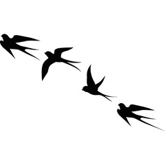 A flock of flying birds, swallow Flying Silhouettes, group of birds in the sky 