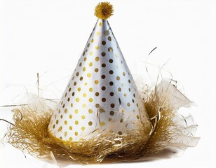 Festive party hat on a white transparent background. AI generated