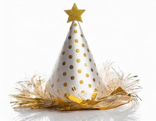 Festive party hat on a white transparent background. AI generated