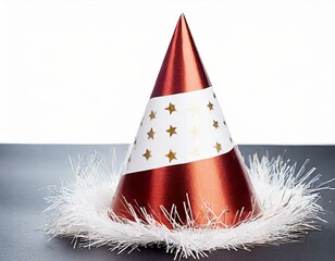 Festive party hat on a white transparent background. AI generated