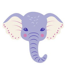 Head of elephant,  vector cartoon illustration