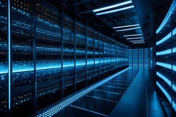 Obraz premium Curve representing technology and data wave form background, with glowing edges surrounded