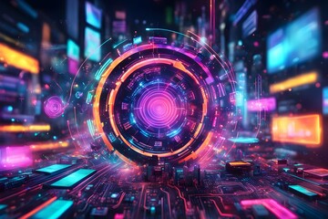 Curve representing technology and data wave form background, with glowing edges surrounded