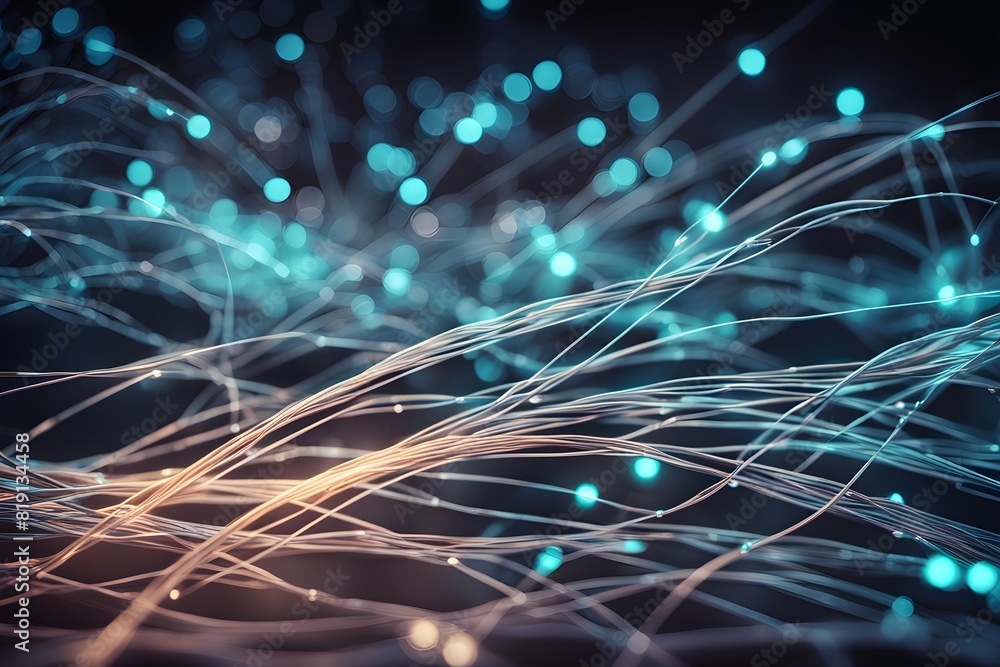 Poster curve representing technology and data wave form background, with glowing edges surrounded