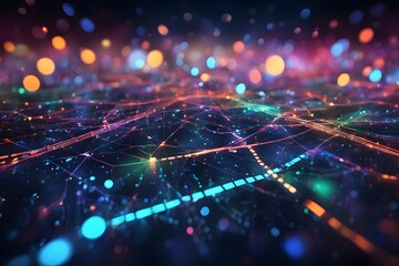 Curve representing technology and data wave form background, with glowing edges surrounded