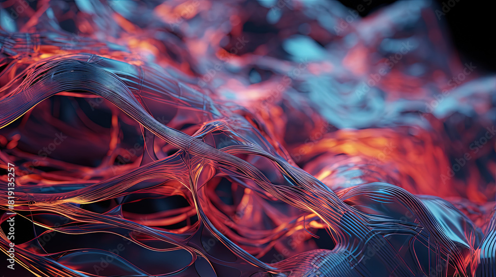 Poster scientific abstraction with futuristic textured tissue waves. tech background with close-up wave bio