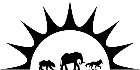 black drawing silhouettes of animals