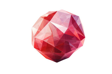 Abstract low poly 3D geometric shape with red and pink gradients, isolated on a transparent background. Modern design element or digital art.
