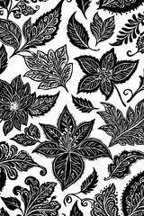 Botanical pattern for fabrics, covers, leaflets, business cards, Happy Birthday cards, Wedding Invitations, for use in graphics . Generated by Ai