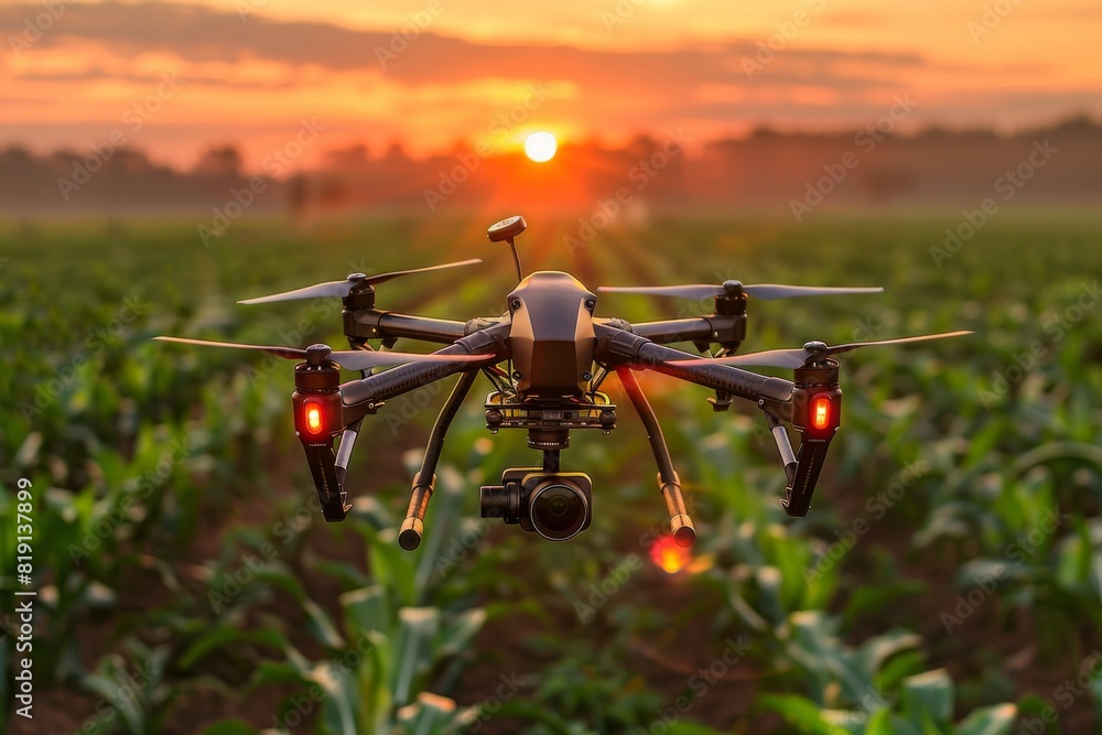 Poster farming farm industry field survey efficient process with automated camera drone tech agriculture pr