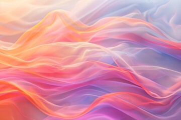 Obraz premium Abstract healing waves wallpaper in the style of smooth and curved lines, pastel background, minimalistic, chromatic experimentation,light pink light orange, healing waves subtle pattern not heavy