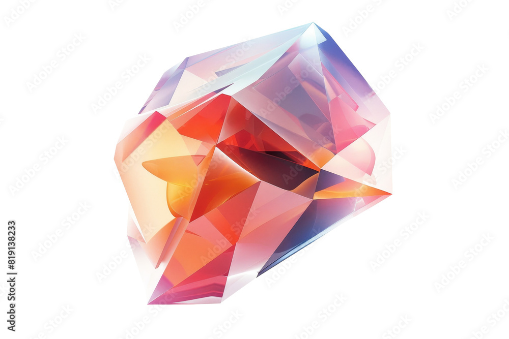Poster colorful abstract geometric crystal with vibrant hues and light reflections, creating a dynamic and 