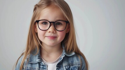 Fototapeta premium A Smiling Girl Wearing Glasses