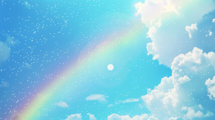 Vibrant Rainbow Over Blue Sky