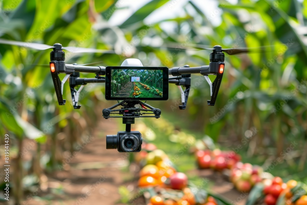 Poster efficient view work agriculture crop analysis with drone agriculture automation spraying technology 