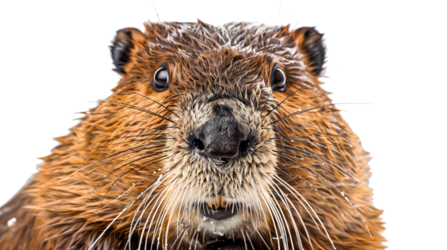 Close-up of a Wet Nutria Face