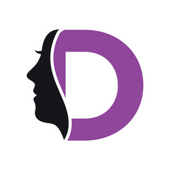 Initial Beauty Logo combine with letter D vector template