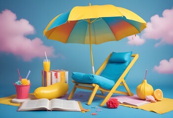 3d illustration of beach chair and summer holiday
