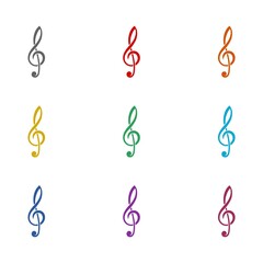 Fototapeta premium Clef music icon isolated on white background. Set icons colorful